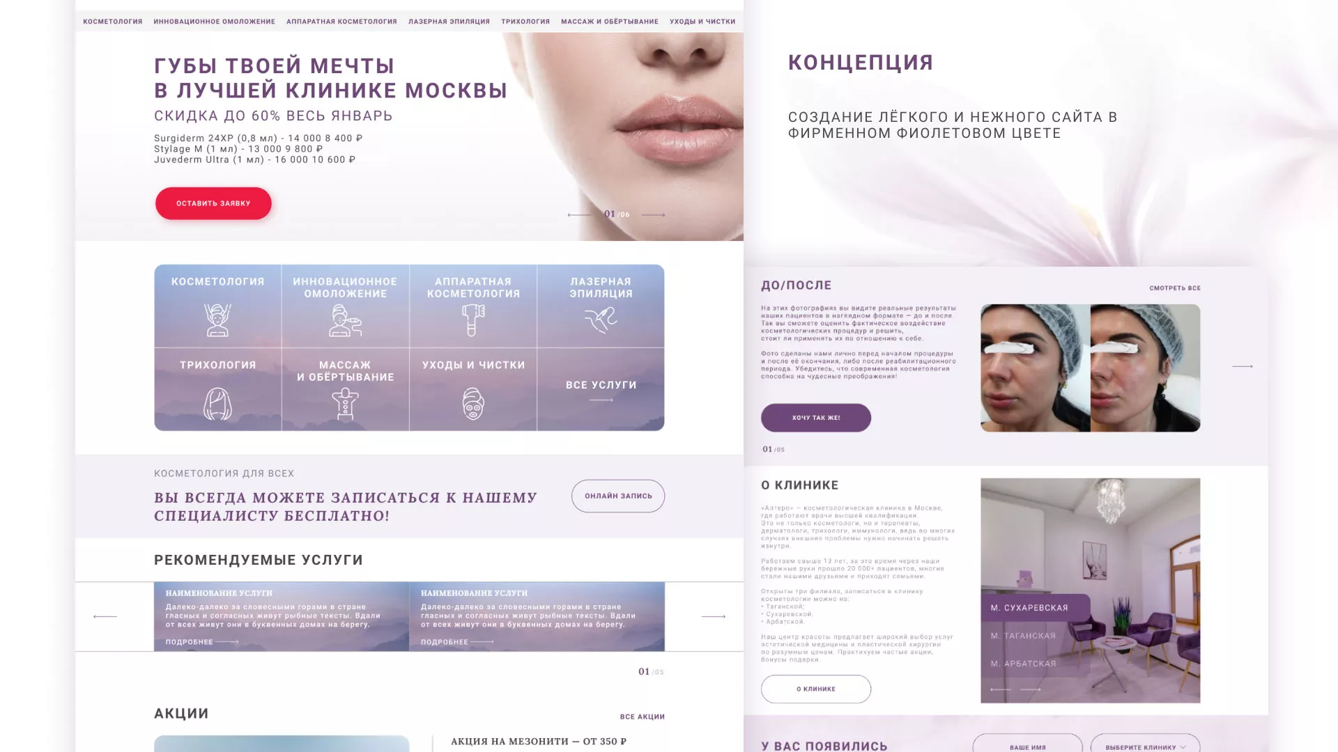 Создание сайта сети клиник эстетической косметологии «Алтеро» в Инте